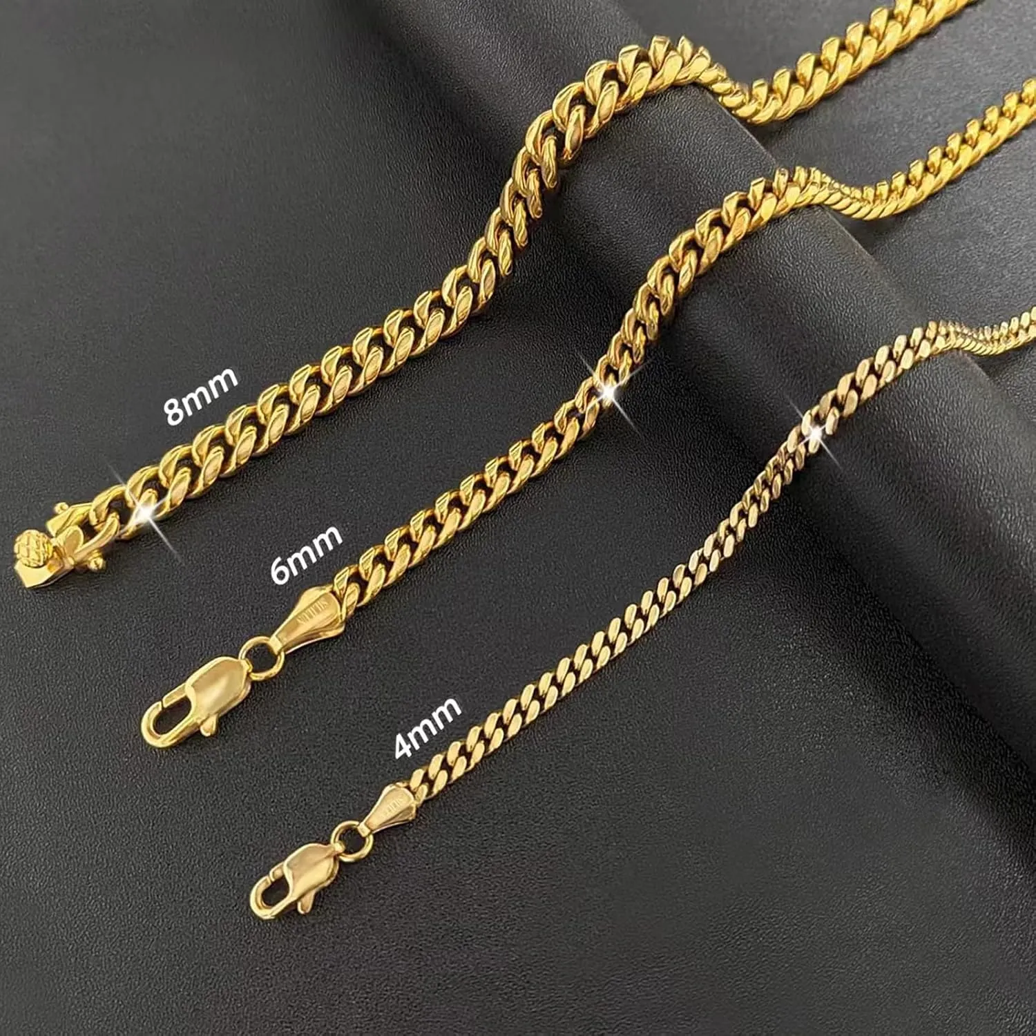 Cuban Link Chain for Men 14K/18K Gold Miami Curb Chain Durable Necklace Hip Hop Jewelry