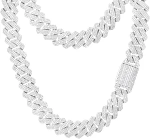 Cuban Link Chain for Men Iced Out Miami Cuban Necklace 18k Gold Plated 5A  Zicron 10MM/12MM/14MM/20MM Iced Out Chain Gold/Silver Bling Luxury Hip Hop Jewelry For Women Men