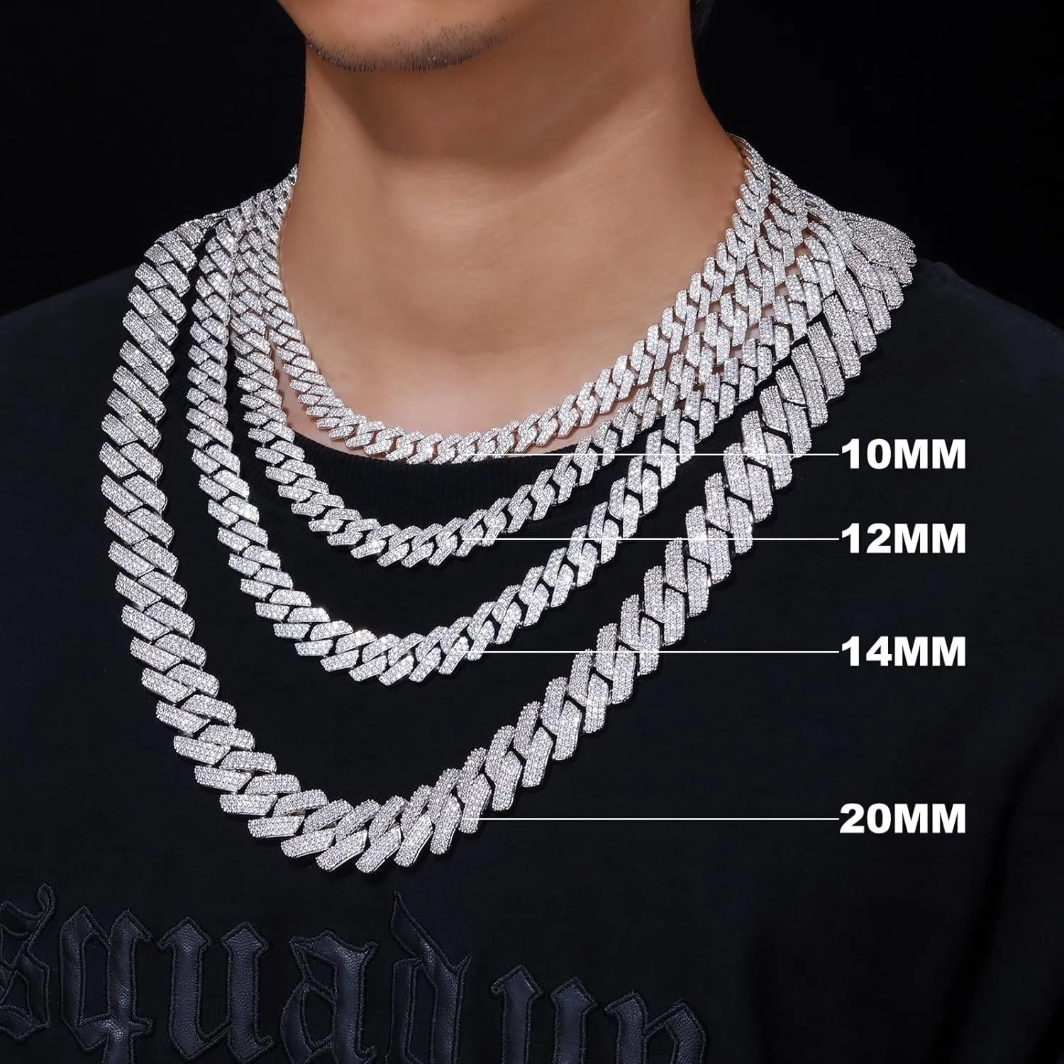 Cuban Link Chain for Men Iced Out Miami Cuban Necklace 18k Gold Plated 5A  Zicron 10MM/12MM/14MM/20MM Iced Out Chain Gold/Silver Bling Luxury Hip Hop Jewelry For Women Men