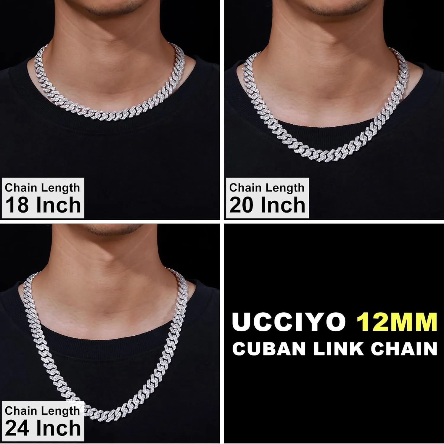 Cuban Link Chain for Men Iced Out Miami Cuban Necklace 18k Gold Plated 5A  Zicron 10MM/12MM/14MM/20MM Iced Out Chain Gold/Silver Bling Luxury Hip Hop Jewelry For Women Men