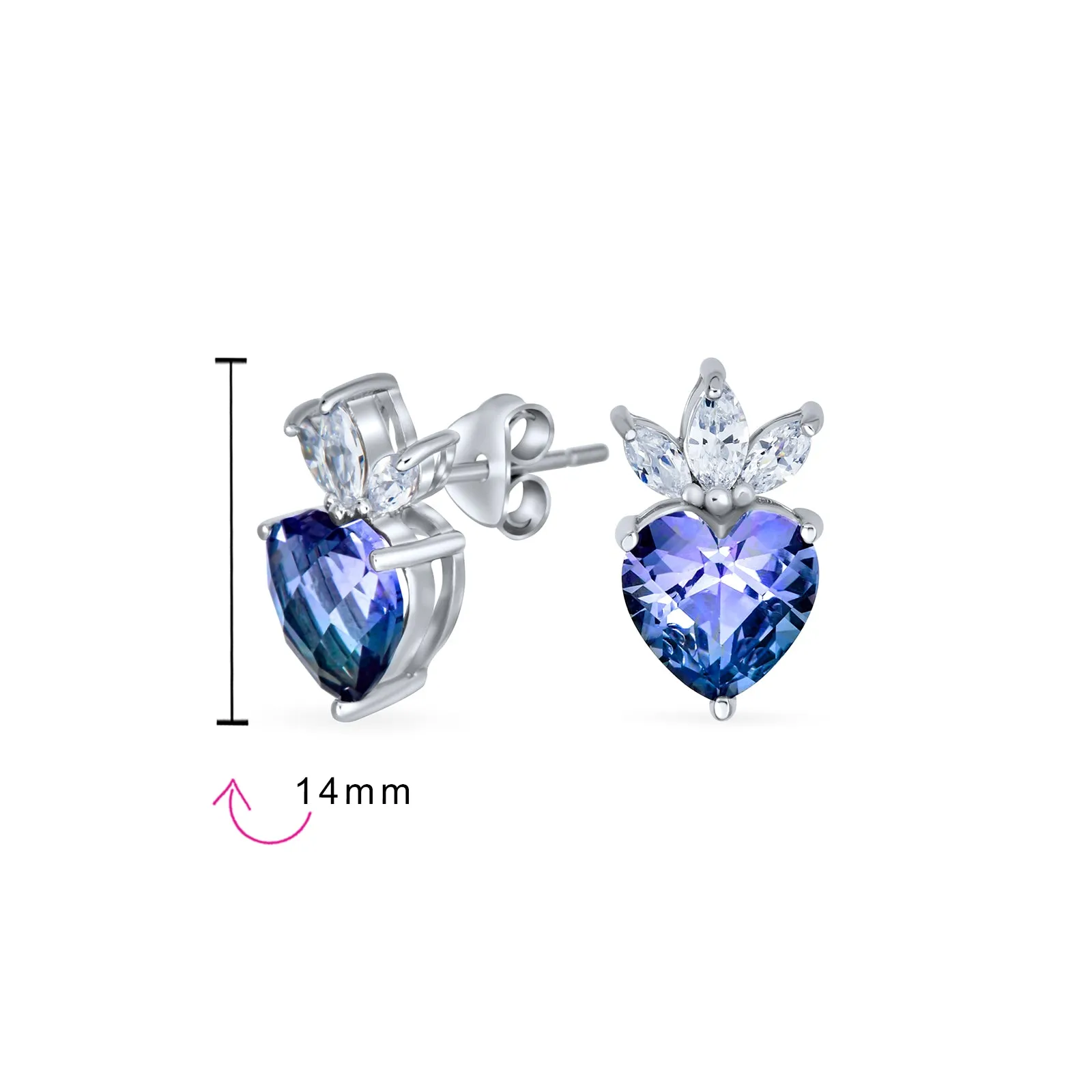 Cubic Zirconia Crown Infinity Pendant Necklace with Mystic Rainbow Heart Shape