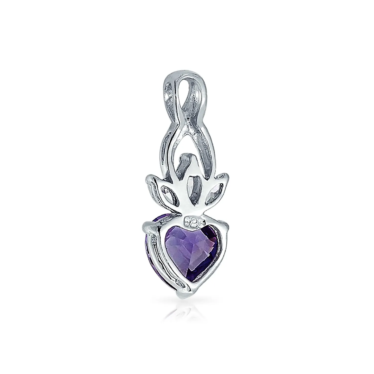 Cubic Zirconia Crown Infinity Pendant Necklace with Mystic Rainbow Heart Shape