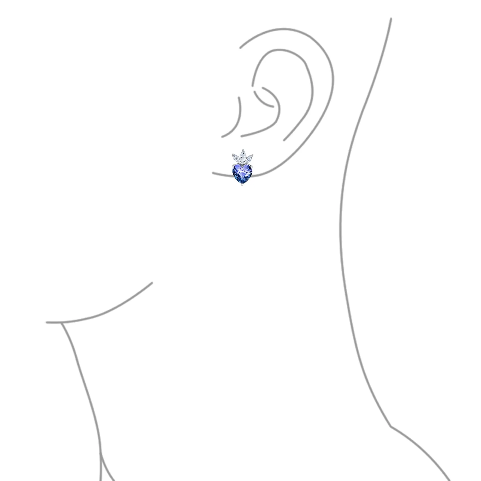 Cubic Zirconia Crown Infinity Pendant Necklace with Mystic Rainbow Heart Shape