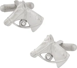 Cuff-Daddy Mens Equestrian Horseracing Horse Head Silver Cufflinks with Presentation Box
