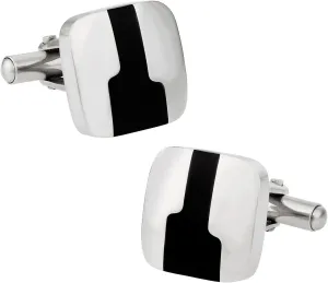 Cuff-Daddy Stainless Steel Cufflinks with Black Enamel Design with Presentation Box