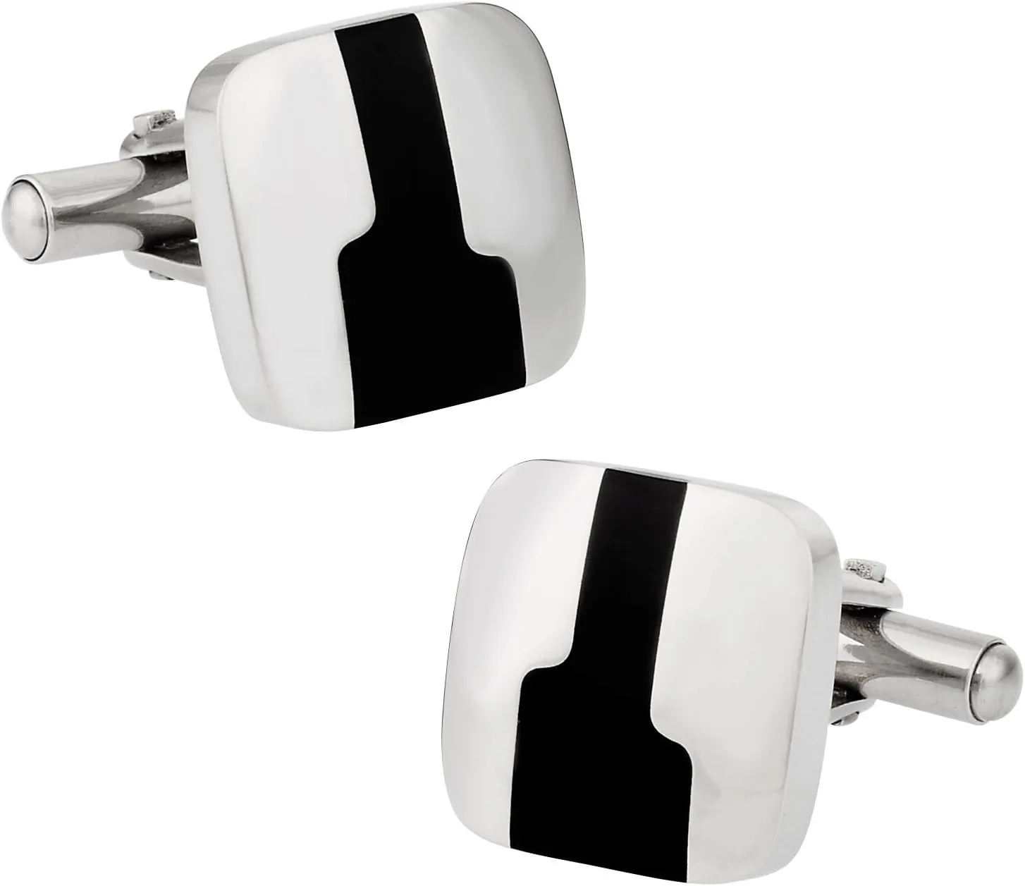 Cuff-Daddy Stainless Steel Cufflinks with Black Enamel Design with Presentation Box