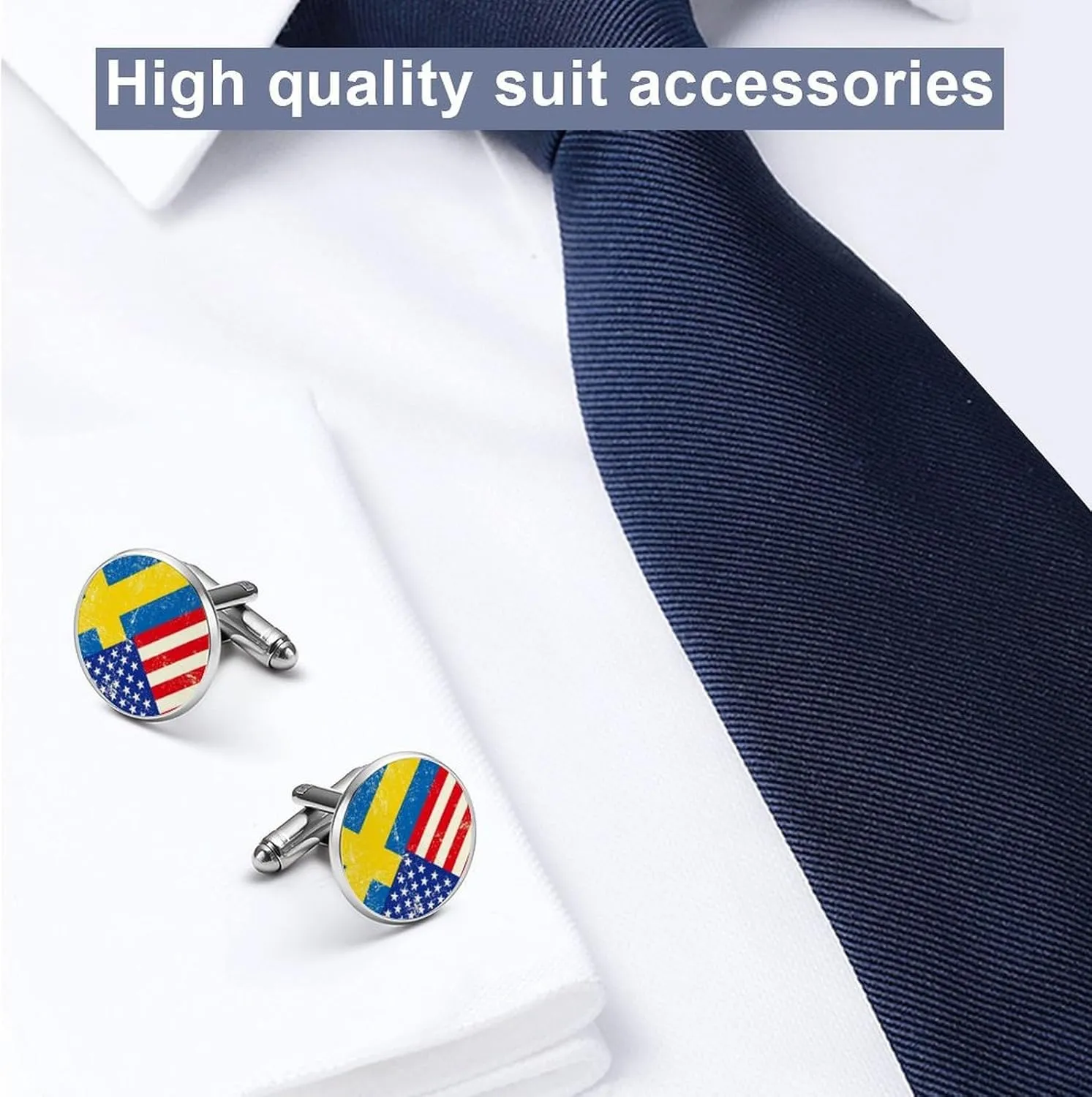 Cuff Links Shirt Studs for Men, Round Cufflinks Jewelry Business Wedding Groomsmen Outfit Accessories