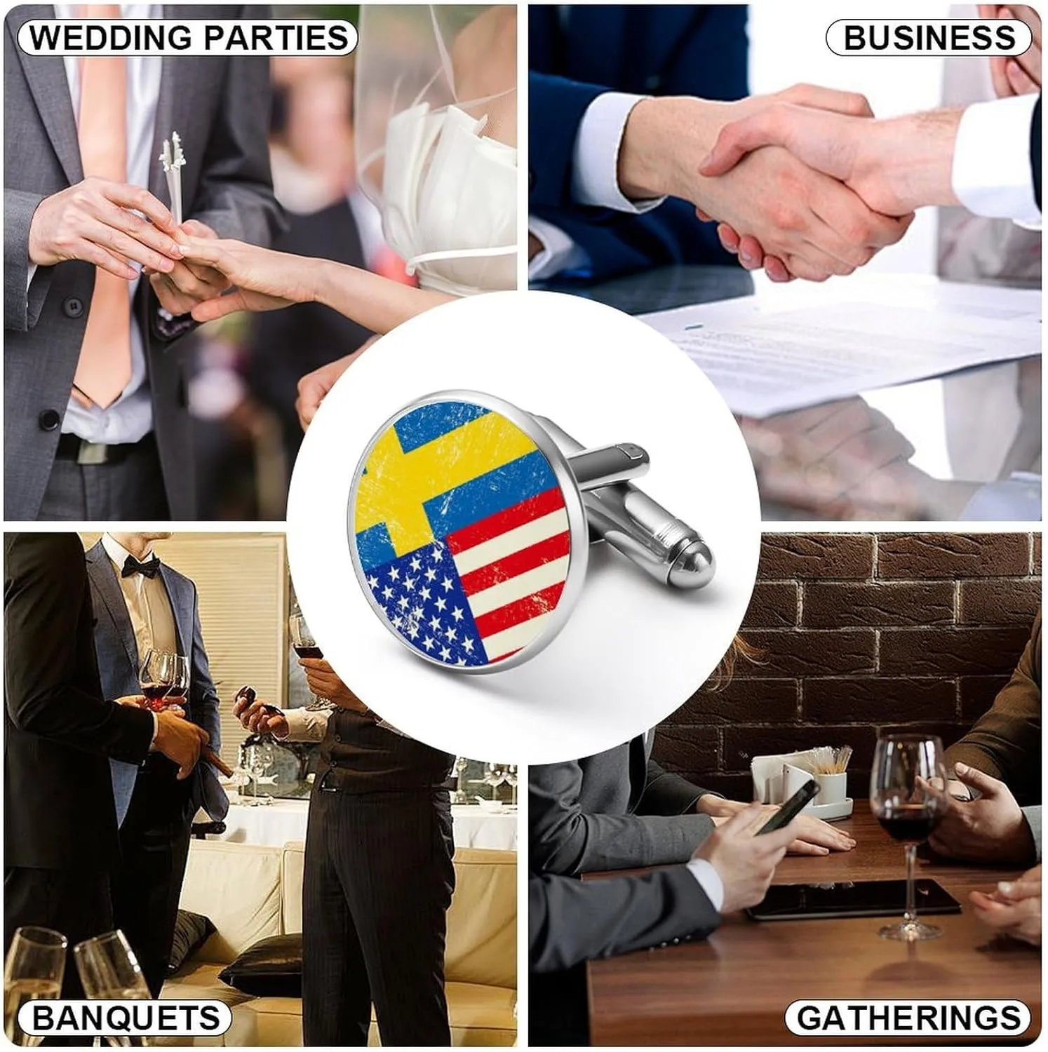 Cuff Links Shirt Studs for Men, Round Cufflinks Jewelry Business Wedding Groomsmen Outfit Accessories