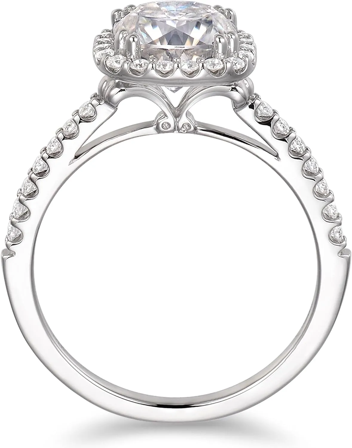 Cushion Moissanite Rings, 2 Carat Moissanite Engagement Ring, Cushion Halo Engagement Ring