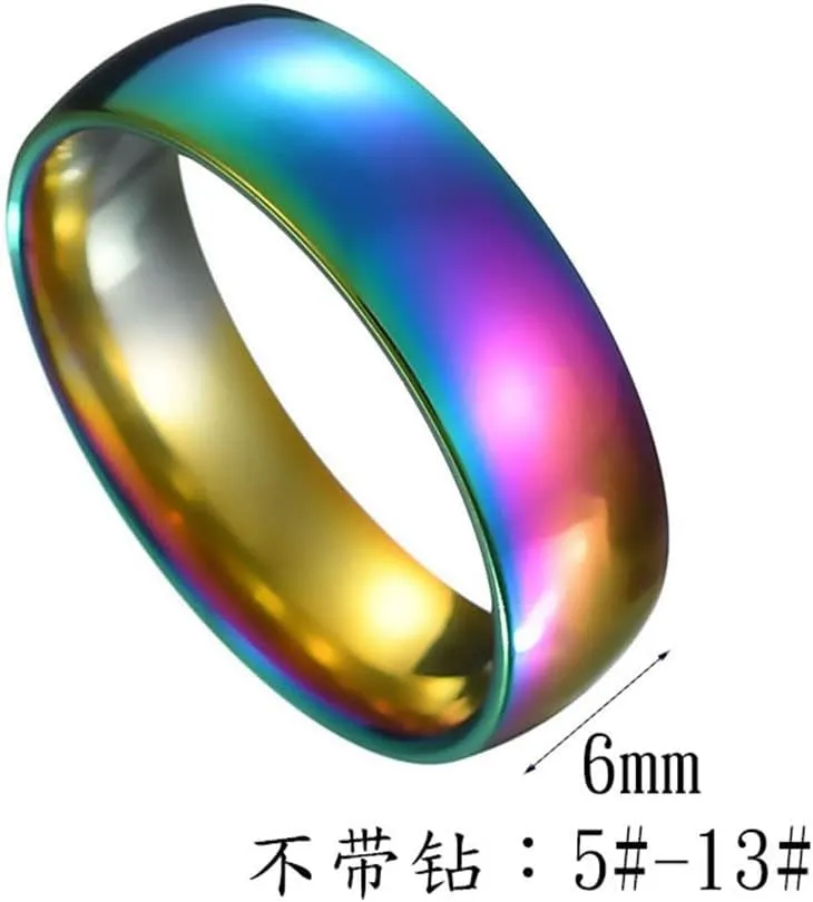 Custom Name Couple Rings for him her,2Pcs Stainless Steel Customized Wedding Band Rainbow Colorful CZ Promise Ring Set Personalized His Her Jewelry for Valentine's day Gift