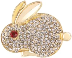Cute Bunny Rhinestone Brooch Lapel Pin for Women Girls Crystal Rabbit Animal Gold Plated Brooches Pins Dainty Easter Jewelry for Dress Suit Sweater Hat Clothes Accessories Badges