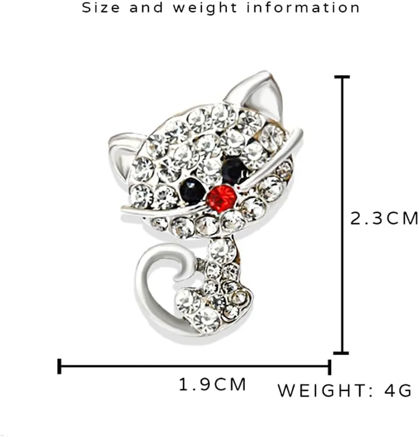 Cute Cat Collar Brooch Pin for Women Girls Rhinestone Cubic Zirconia Kitten Animal Pet Lapel Pin Dress Hat Coat Backpack Badge Accessories Brooches Pins Dainty Jewelry Gifts Christmas