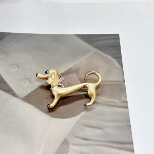 Cute Dachshund Enamel Brooch Pin for Women Girls Funny Unique Yellow Dog Animal Lapel Pins Corsage Shawl Clip Brooches Suit Badge Clothing Hat Jacket Decoration Jewelry Pet Lovers Gifts