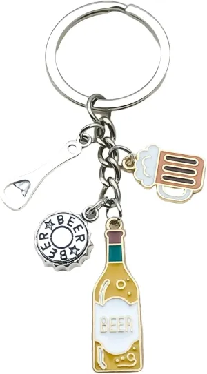 Cute Enamel Beer Lovers Key Chain Funny Drink Bottle Key Rings Gifts for Women Bags Car Keys Novelty Charms