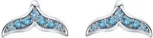 Cute Mermaid Tail CZ Stud Earrings for Women S925 Sterling Silver Bule Cubic Zirconia Crystal Fish Whale Tail Hypoallergenic Tragus Post Pin Dainty Earrings Jewelry Gift for Daughter