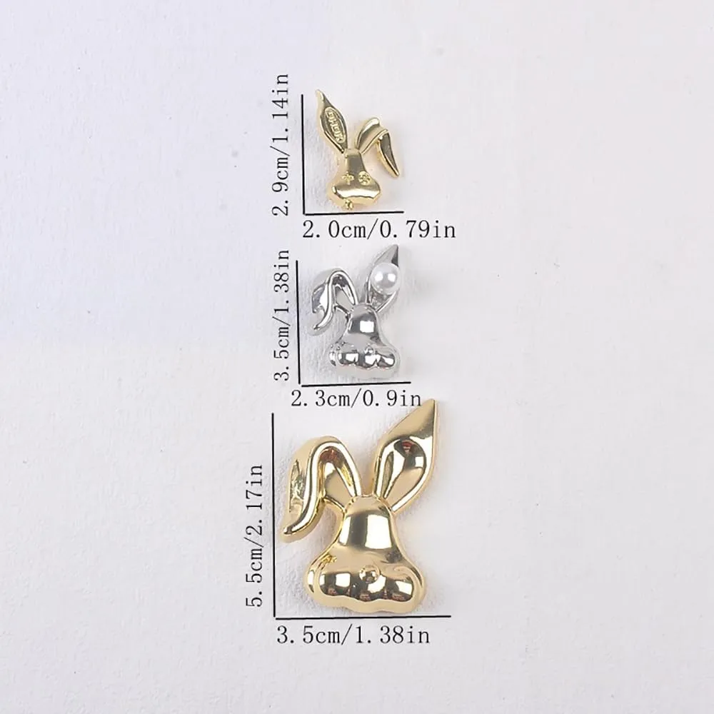 Cute Rabbit Head Lapel Brooch Pin Bunny Animal Faux Pearl Pet Pins Clip Collar Badge Suit Accessories Brooches Pins Lovely Easter Jewelry Gifts for Women Men Girls Graduation