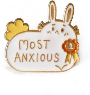 Cute Rabbit Most Anxious Small Lapel Pins Brooch for Women Teen Girls Cute Novelty Funny White Enamel Animal Backpacks Badges Bookbag Hat Bag Pin Clothes Accessory Jewelry Easter Day Gift