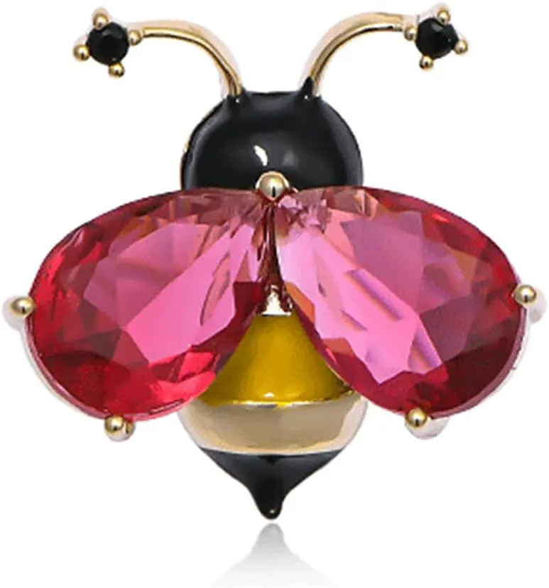 Cute Rhinestone Bee Brooch Pin for Women Coloful Birthstone Wing Brooches Lapel Pins Small Animal Suit Collar Dress Accessories CZ Decoration Jewelry Gift for Christmas Halloween