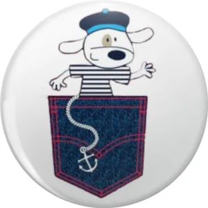 cute sailor dog in the pocket, school of sailors for children Pin Lapel Pin Brooch Steel Pins Badge 0.75"