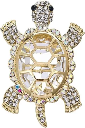 Cute Tortoise Brooch for Women,Rhinestone Crystal Turtle Tortoise Shell Brooch Pins Vintage Animal Lapel Pins Fashion Clothing Accessories Decorative Jewelry Mother's Day Easter