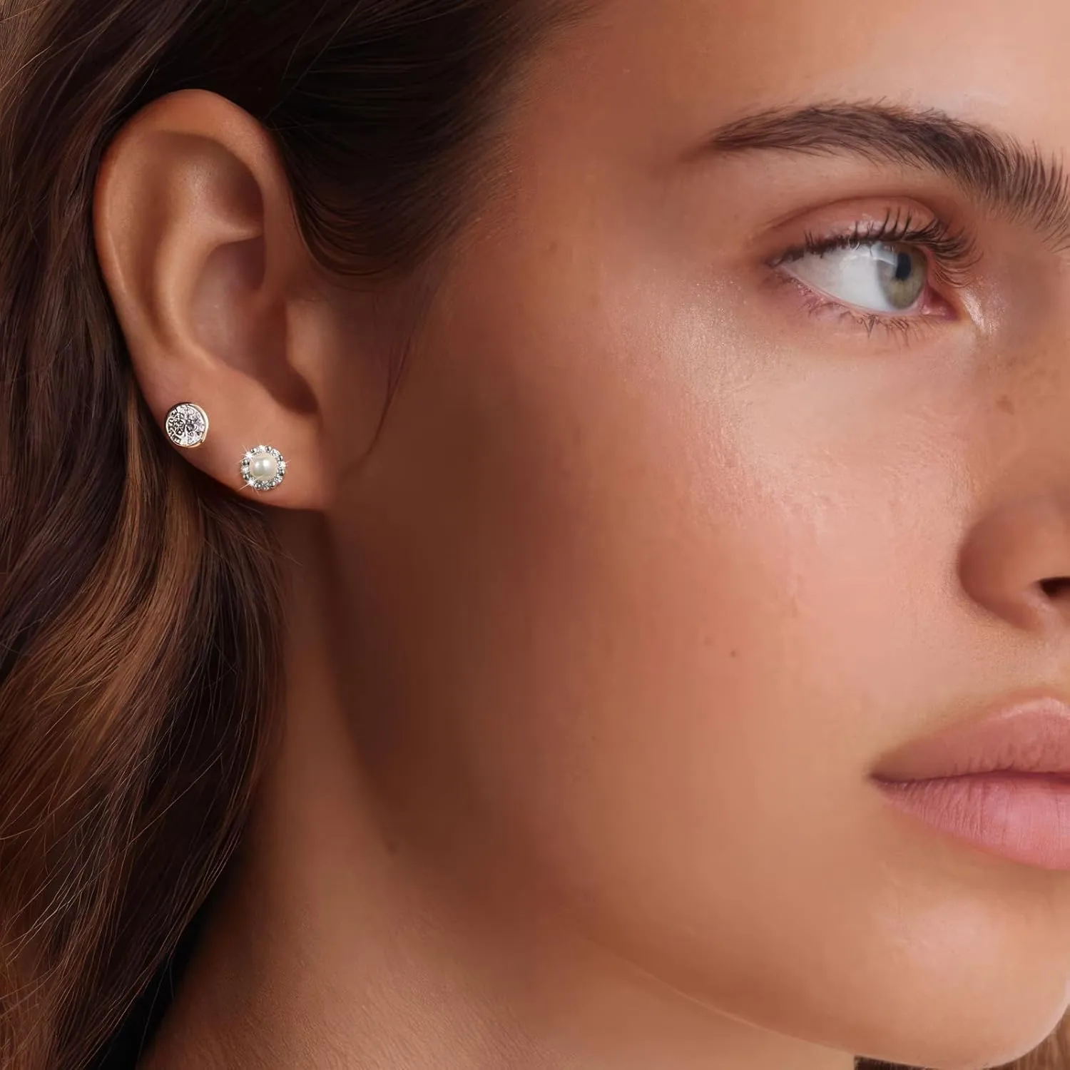 CZ Pearl Halo Earrings Studs for Women S925 Sterling Silver Pearl Stud Earring with Cubic Zirconia Diamond 14K Gold Plated Fancy Pearl Earring Hypoallergenic Birthday Jewelry To Mom Daughter