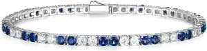 D Color VVS1 Clarity Moissanite and Genuine Sapphire/Emerald Tennis Bracelets for Women 2.22ct-10.45ct, Solid 925 Sterling Silver, Anniversary Wedding Valentines Jewelry for Her, Length 5.9-7.5 Inch(15-19cm)
