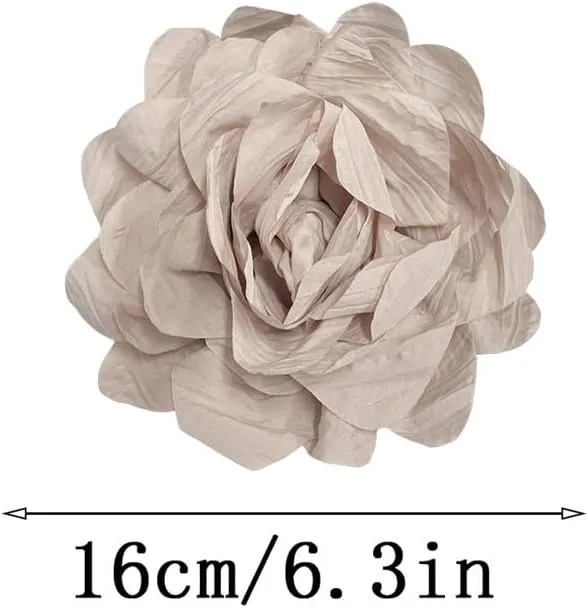 Dainty Handmade Fabric Rose Flower Extra Large Big Brooches Lapel Pins Flowers Oversized Brooch Pin for Women Wedding Party Banquet Dress Suit Clothes Accessories Jewelry Gifts 6.3in