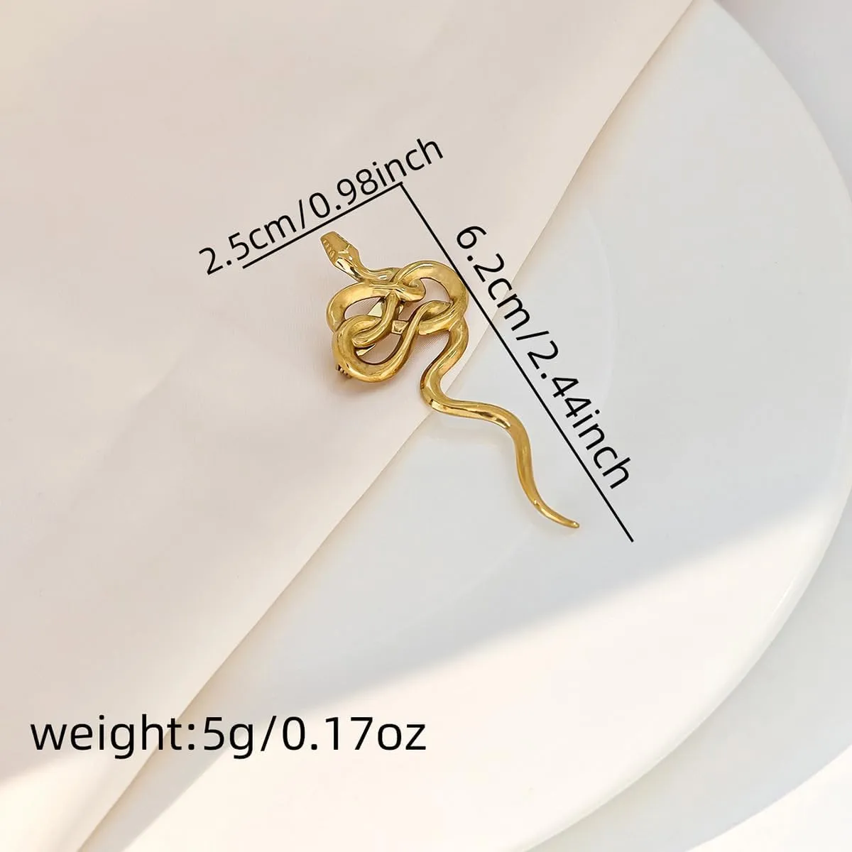 Dainty Long Snake Brooch Pin Gothic Simple Sanke Pin Stainless Steel Smooth Snake Collar Pin Coat Suit Accessory Metal Animal Lapel Pin Banquet Badge Pins Backpack Bag Brooches Pin for Women Men