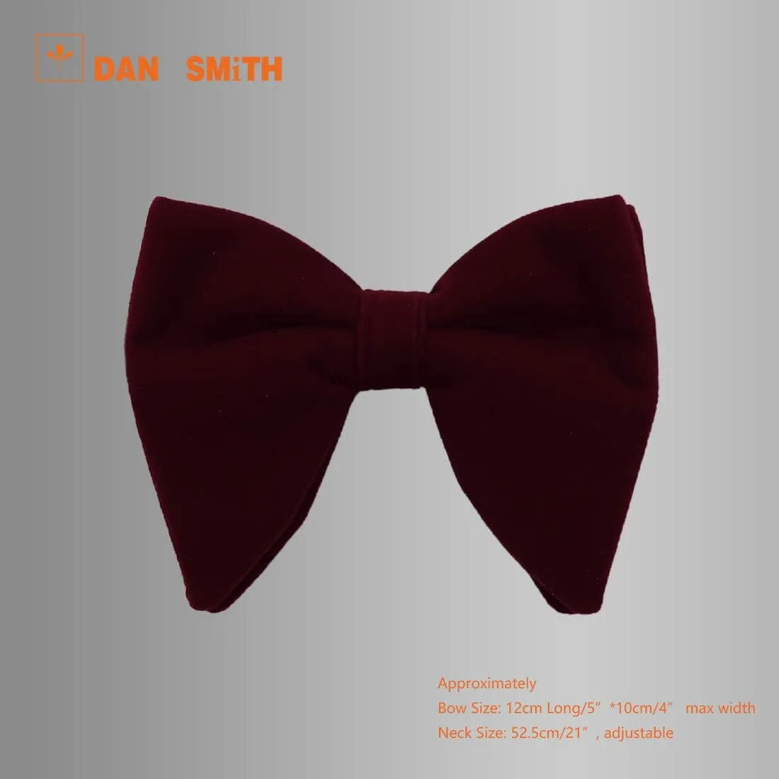 Dan Smith Mens Big Bow Ties Set Soild Velvet Oversize Pre-Tied Bow Tie Hanky Cuff Hankchief Cufflinks Lapel Pin