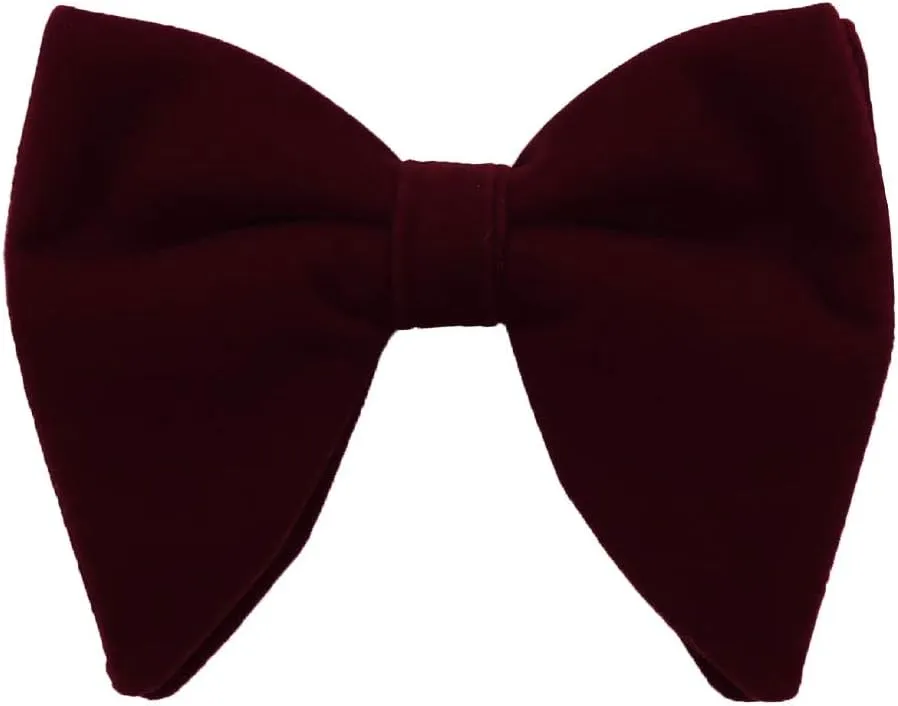 Dan Smith Mens Big Bow Ties Set Soild Velvet Oversize Pre-Tied Bow Tie Hanky Cuff Hankchief Cufflinks Lapel Pin