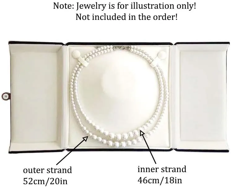 Dark Blue Velvet Banquet Large Necklace Pearl Strands Gift Box Packaging Premium Grade Velvet Unique Style Hard Shell Button Tight Large Room Inside Fine Exhibition Gift for Her (Jewelry not included)