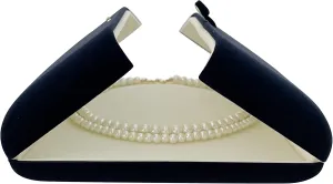 Dark Blue Velvet Banquet Large Necklace Pearl Strands Gift Box Packaging Premium Grade Velvet Unique Style Hard Shell Button Tight Large Room Inside Fine Exhibition Gift for Her (Jewelry not included)