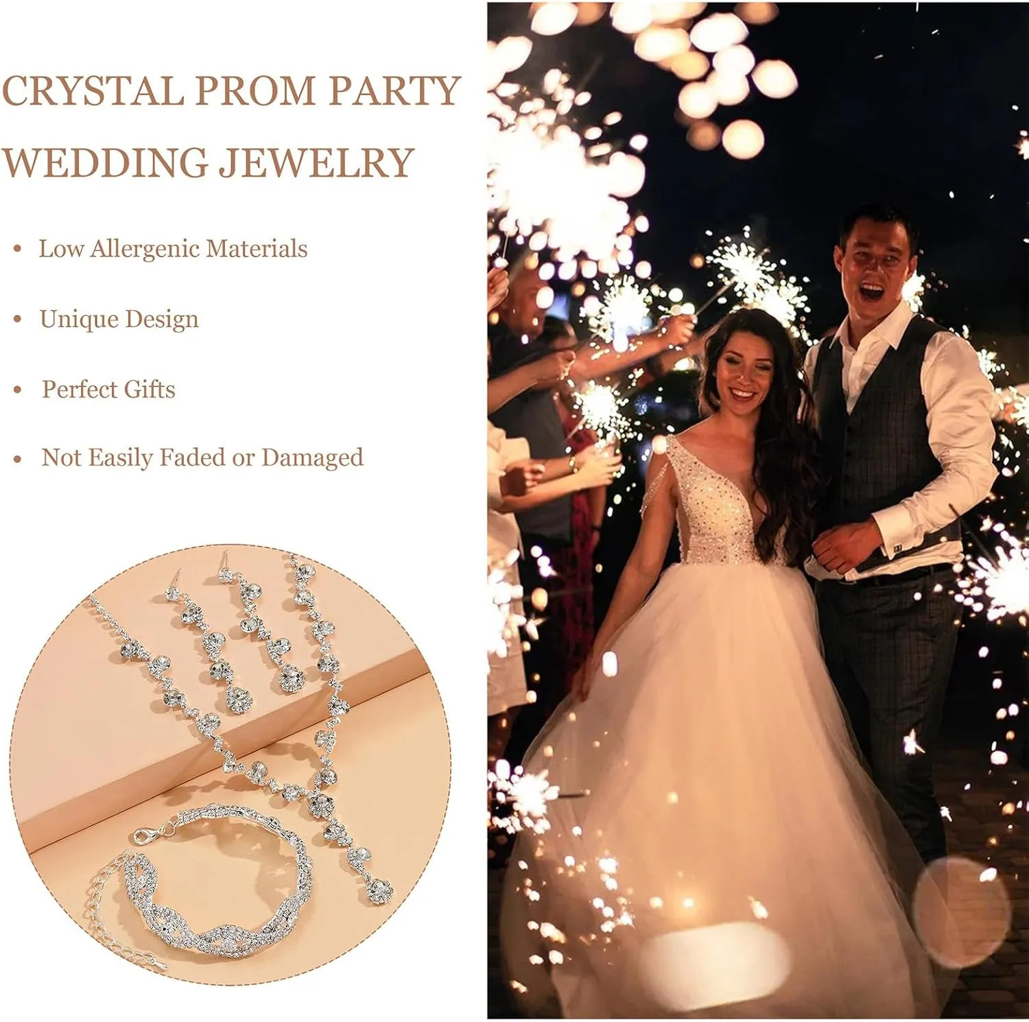Dcfywl731 Silver Prom Jewelry Set Rhinestone Bridal Wedding Jewelry Sets for Brides Bridesmaid Formal Costume Jewelry Accessories for Wedding Prom Dresses 2025