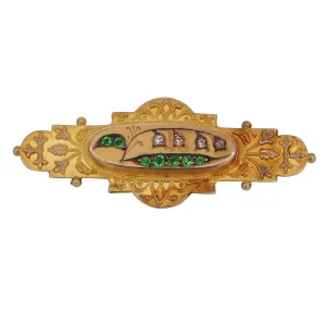 Demantoid Garnet & Diamond Set Brooch