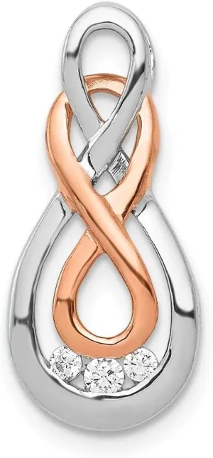 Diamond2Deal 10K White and Rose Gold Diamond Double Infinity Chain Slide Pendant fine Jewelry Gift for Women