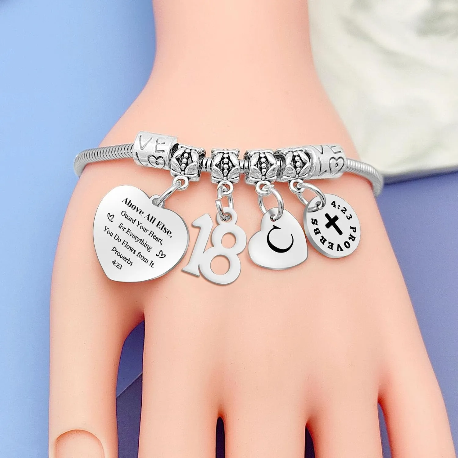 DlaeKua 18th Birthday Gifts Bracelet Initial Gifts Christian Bracelet Happy 18th Birthday Gift Letter C Bracelet Bible Verse Gifts Inspirational Gift for Friends
