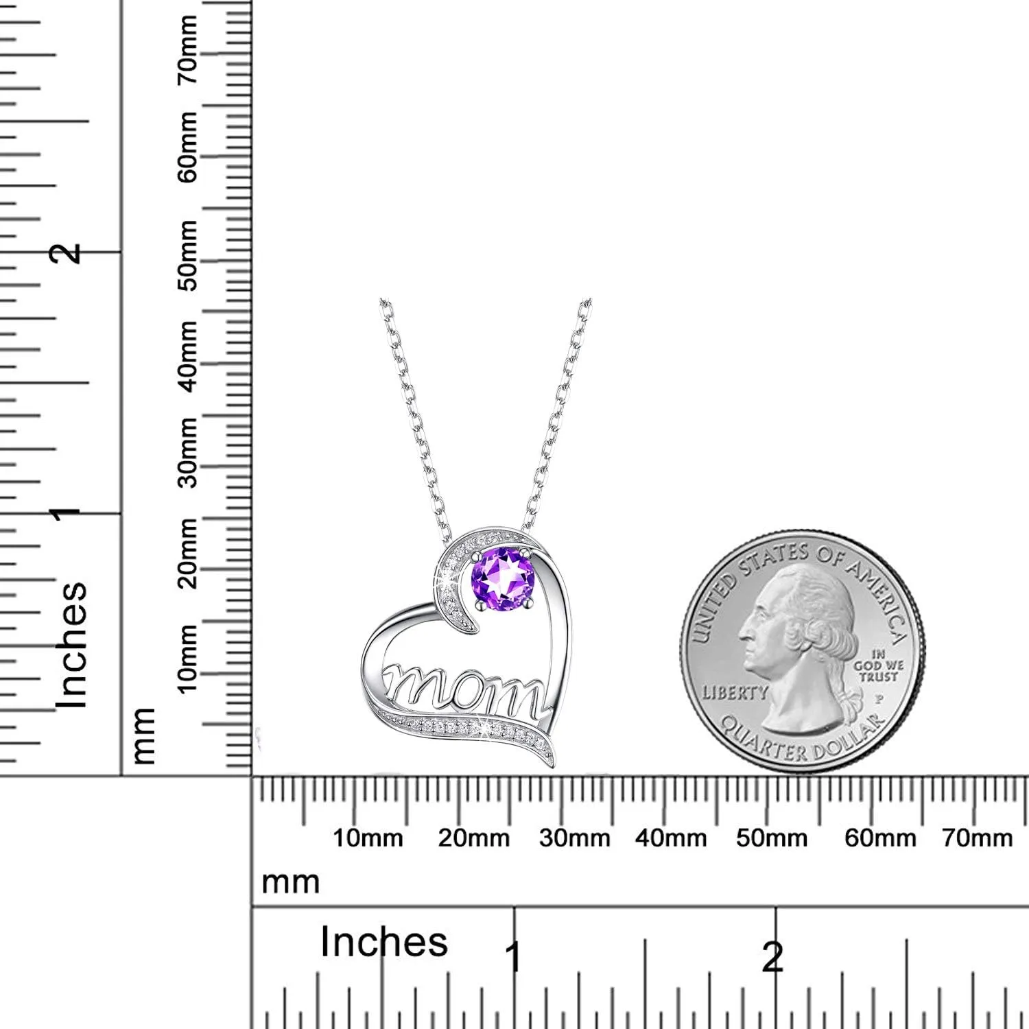 Dorella Mothers Day Birthday Gifts for Women 925 Sterling Silver May June July Birthstones Necklace Emerald Ruby Pearl Sapphire and More Stones Jewelry for Her Love Heart Pendant Necklace