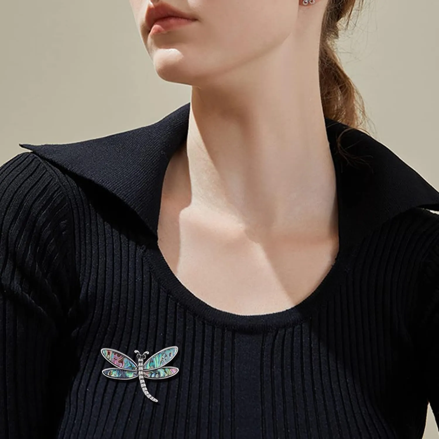 Dragonfly Necklace for Women Dragonfly Pendant with Coulorful Shell Long Dragonfly Necklace Large Dragonfly Jewelry Gift for Wemen (24 inches)