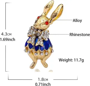Dreuyet Rhinestone Rabbit Brooch Pin for Women Lady Crystal Bunny Animal Brooches Dainty Cute Rabbit Carrot Lapel Pins Easter Day Party Pin Fashion Gentleman Accessory Jewelry