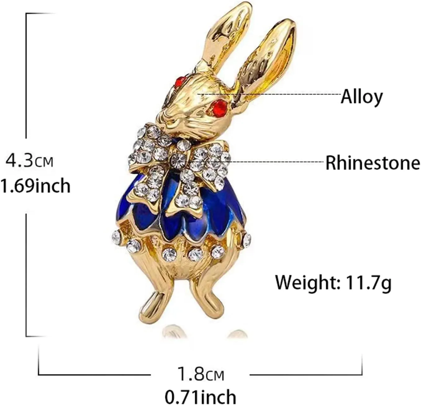 Dreuyet Rhinestone Rabbit Brooch Pin for Women Lady Crystal Bunny Animal Brooches Dainty Cute Rabbit Carrot Lapel Pins Easter Day Party Pin Fashion Gentleman Accessory Jewelry
