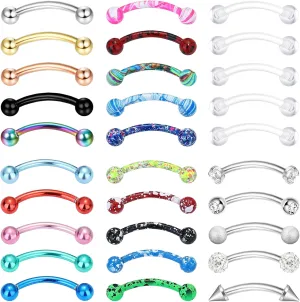 Drperfect Rook Daith Piercing Jewelry 16G Surgical Steel 6mm 8mm 10mm Curved Barbell Eyebrow Rings Helix Tragus Snug Lip Belly Button Piercing Rook Daith Earrings for Women Men