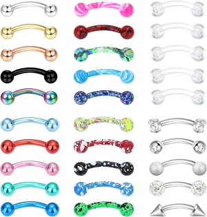 Drperfect Rook Daith Piercing Jewelry 16G Surgical Steel 6mm 8mm 10mm Curved Barbell Eyebrow Rings Helix Tragus Snug Lip Belly Button Piercing Rook Daith Earrings for Women Men