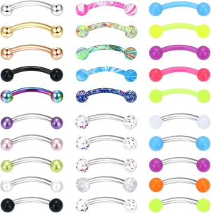 Drperfect Rook Daith Piercing Jewelry 16G Surgical Steel 6mm 8mm 10mm Curved Barbell Eyebrow Rings Helix Tragus Snug Lip Belly Button Piercing Rook Daith Earrings for Women Men