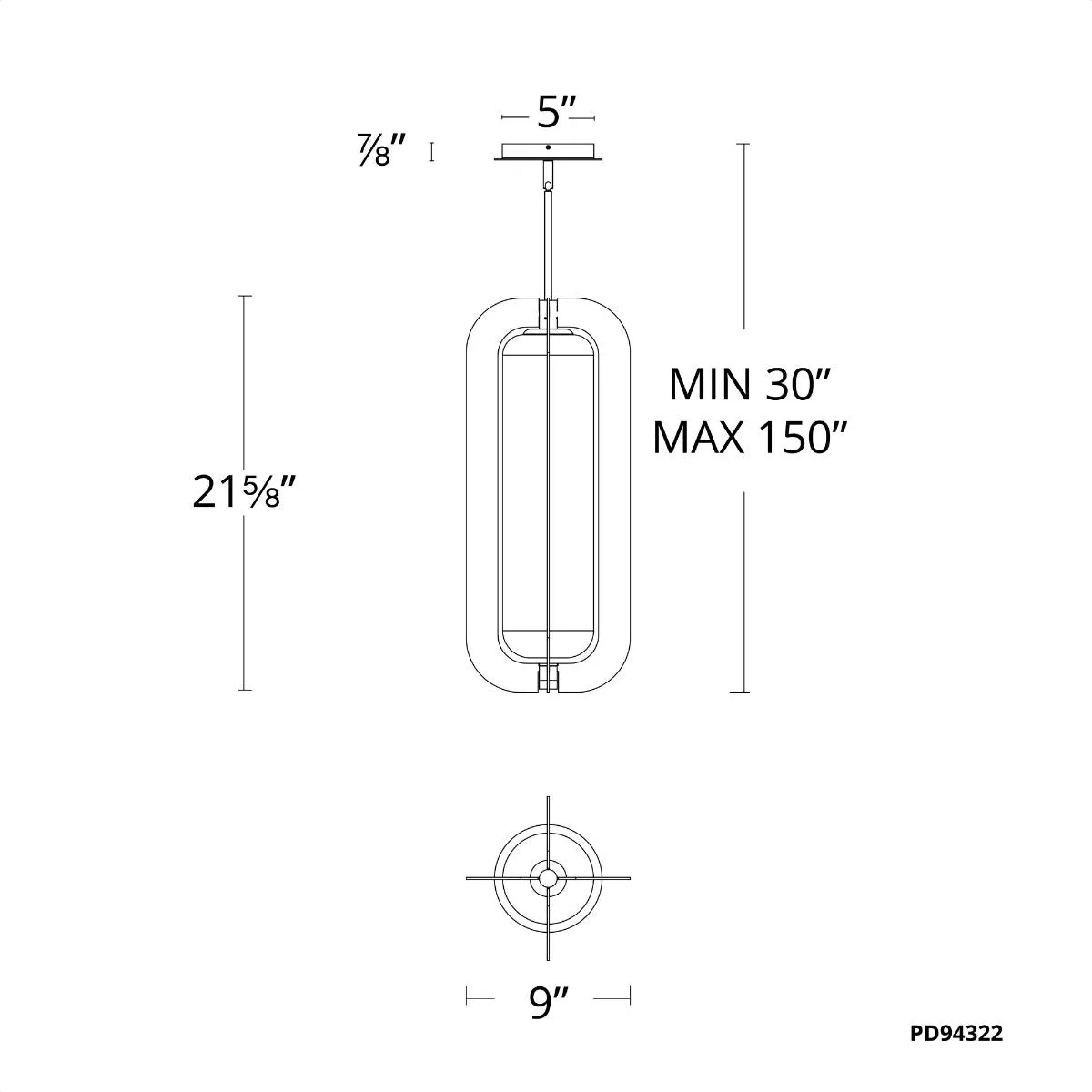 Echelon 22 in. LED Pendant Light Black finish