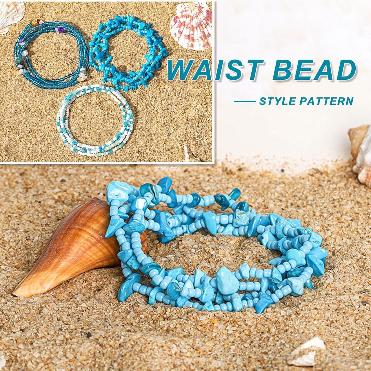 ELABEST African Crystal Waist Beads for Women Stretching 3Pcs Stone Belly Beads Colorful Handmade Beaded Waist Jewelry Accessories Body Chain