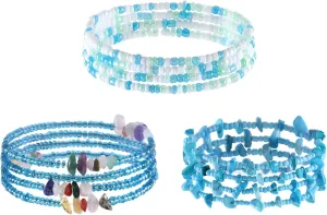 ELABEST African Crystal Waist Beads for Women Stretching 3Pcs Stone Belly Beads Colorful Handmade Beaded Waist Jewelry Accessories Body Chain