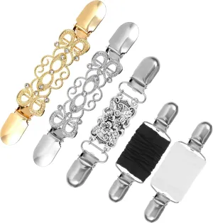 Elegant Vintage Shirt Clothes Clips, 5 Pcs Clips Back Cinch, 5 Styles Waist Cincher Clip, Tie Up Sweater Clips for Women, Clips Back Cinch Decor for Sweater, Cardigan, Collar, Shawl, Scarf