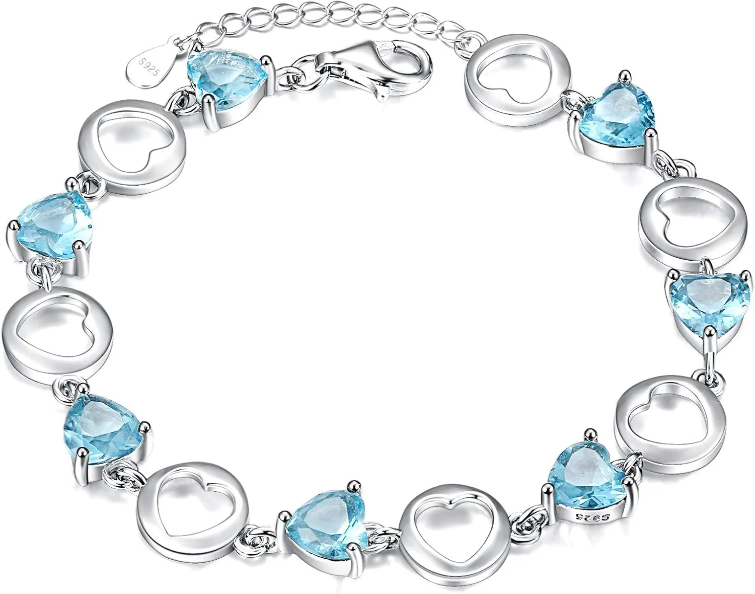 EleQueen 925 Sterling Silver CZ Love Heart of Ocean Titanic Inspired Tennis Bracelets for Women Brides Bridesmaids, Valentine's Day/Mother's Day/Christmas Jewelry Gift for Wife/Mom