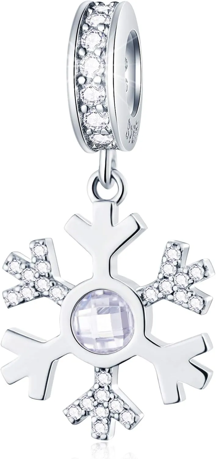 EMOSTAR Christmas Charms fits Xmas Bracelet, Christmas Bell Charm, Crystalized Snowflake, Festive Tree, Christmas House, Santa Claus Charms in 925 Sterling Silver, Celebration Gifts for Friend/Family
