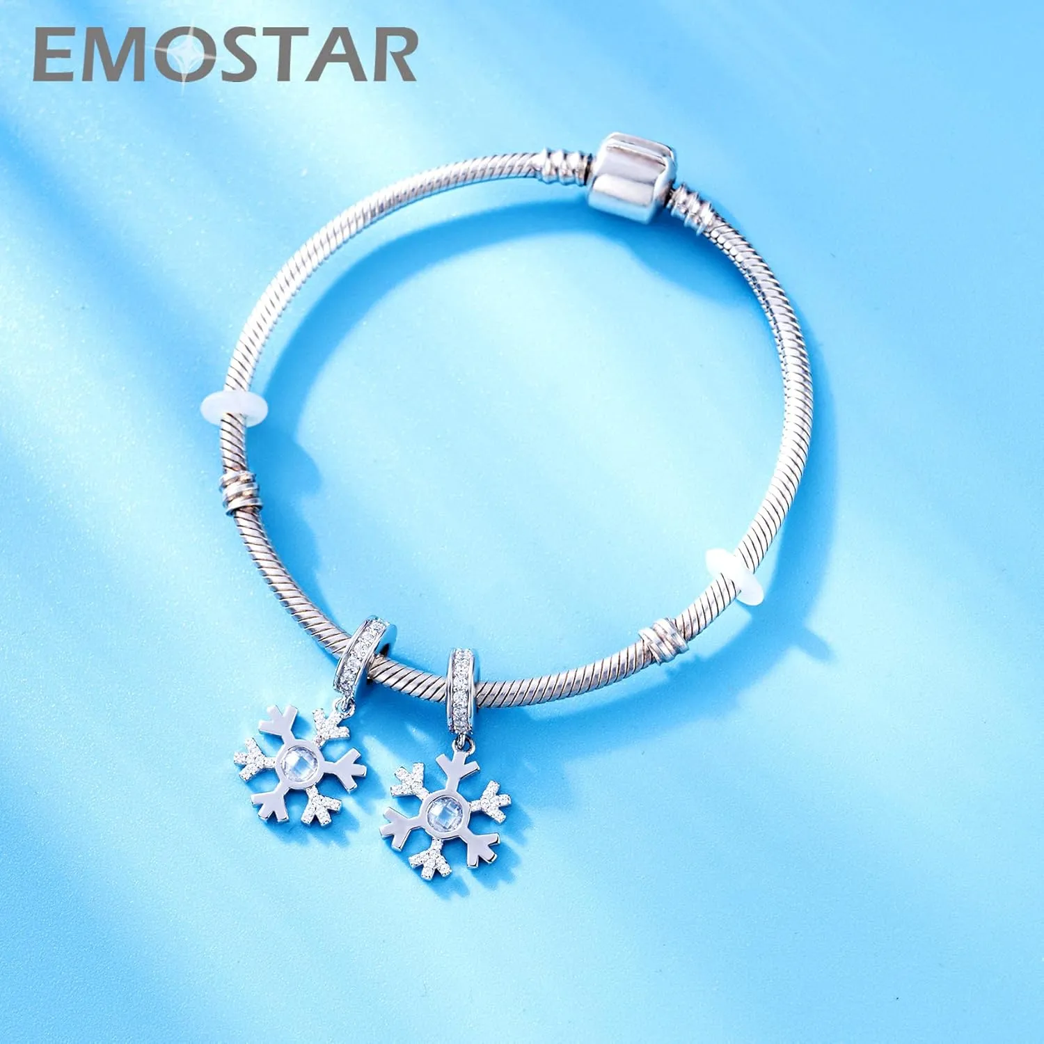 EMOSTAR Christmas Charms fits Xmas Bracelet, Christmas Bell Charm, Crystalized Snowflake, Festive Tree, Christmas House, Santa Claus Charms in 925 Sterling Silver, Celebration Gifts for Friend/Family